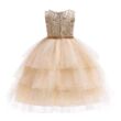 Aranyhímzéses pezsgő-bézs, csillogós tüllös koszorúslány ruha,  alkalmi ruha 3-8 éves korig
