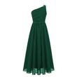 Egyvállas sötétzöld chiffon ruha, alkalmi ruha koszorúslányruha 9-16 éves Egyvállas sötétzöld chiffon ruha, alkalmi ruha koszorúslányruha 9-16 éves