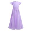 Hosszú halványlila alkalmi chiffon ruha, koszorúslányruha, 7-14 éves korig Hosszú halványlila alkalmi chiffon ruha, koszorúslányruha, 7-14 éves korig