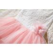 Tüllszoknyás rózsaszín-fehér csipkeruha, koszorúslányruha, fotózásra alkalmi ruha 3-5 éves