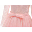 Csipkeujjas rózsaszín koszorúslány ruha, alkalmi ruha  4-14 éves korig