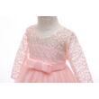 Csipkeujjas rózsaszín hosszúujjú alkalmi ruha, kislány koszorúslányruha 3-14 éves korig
