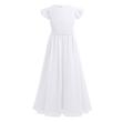 Hosszú fehér alkalmi chiffon ruha, koszorúslányruha, elsőáldozó ruha 9-14 éves Hosszú fehér alkalmi chiffon ruha, koszorúslányruha, elsőáldozó ruha 9-14 éves