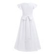Hosszú fehér alkalmi chiffon ruha, koszorúslányruha, elsőáldozó ruha 9-14 éves Hosszú fehér alkalmi chiffon ruha, koszorúslányruha, elsőáldozó ruha 9-14 éves