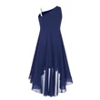 Félvállas csillogós sötétkék chiffon alkalmi ruha esküvőre, koszorúslányruha 15-16 éves Félvállas csillogós sötétkék chiffon alkalmi ruha esküvőre, koszorúslányruha 15-16 éves