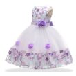 Hímzett, lila-fehér virágos kislány alkalmi ruha, szülinapra, fotózásra, koszorúslányruha 2-8 éves korig