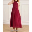 Bordó parketta mintás chiffon alkalmi ruha esküvőre, maxiruha koszorúslányruha 7-16 éves Bordó parketta mintás chiffon alkalmi ruha esküvőre, maxiruha koszorúslányruha 7-16 éves
