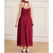 Bordó parketta mintás chiffon alkalmi ruha esküvőre, maxiruha koszorúslányruha 7-16 éves Bordó parketta mintás chiffon alkalmi ruha esküvőre, maxiruha koszorúslányruha 7-16 éves