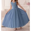 Acélkék színű pliszírozott chiffon alkalmi ruha, koszorúslány ruha 11-14 éves Acélkék színű pliszírozott chiffon alkalmi ruha, koszorúslány ruha 11-14 éves