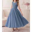Acélkék színű pliszírozott chiffon alkalmi ruha, koszorúslány ruha 11-14 éves Acélkék színű pliszírozott chiffon alkalmi ruha, koszorúslány ruha 11-14 éves
