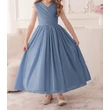 Acélkék színű pliszírozott chiffon alkalmi ruha, koszorúslány ruha 11-14 éves Acélkék színű pliszírozott chiffon alkalmi ruha, koszorúslány ruha 11-14 éves