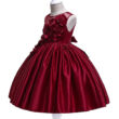 Borvörös alkalmi ruha, koszorúslány ruha rózsa díszítéssel 2-10 éves korig