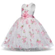 Rózsaszín-fehér virágos kislány alkalmi ruha, koszorúslány ruha 1-8 éves korig