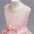 Rózsaszín himzésés tüllös koszorúslány ruha,  alkalmi ruha 3-12 éves korig
