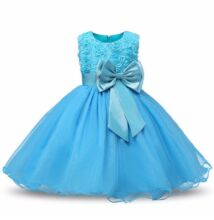 Csillogós tüllszoknyás kék koszorúslány ruha, kislány alkalmi ruha, szülinapra, fotózásra 2-10 éves korig
