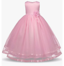 Rózsaszín szatén tüllös kislány alkalmi ruha, koszorúslány ruha 3-10 éves korig