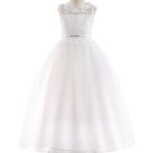 Fehér kislány alkalmi ruha, koszorúslányruha, elsőáldozó ruha 4-14 éves korig
