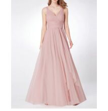 Női rózsaszín-mályva tüllős alkalmi koszorúslány ruha, báli ruha, parti ruha, estélyi ruha XS-L