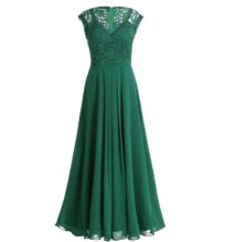 Női csipkés zöld alkalmi ruha, parti ruha, estélyi ruha chiffon ruha