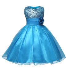 Flitteres kék kislány alkalmi ruha, koszorúslány ruha 2-10 éves korig