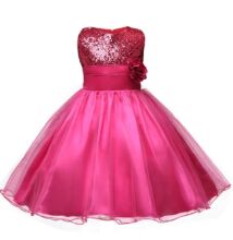 Flitteres pink kislány alkalmi ruha, koszorúslány ruha 2-10 éves korig