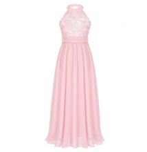 Rózsaszín maxiruha, nagylány alkalmi ruha esküvőre, koszorúslányruha