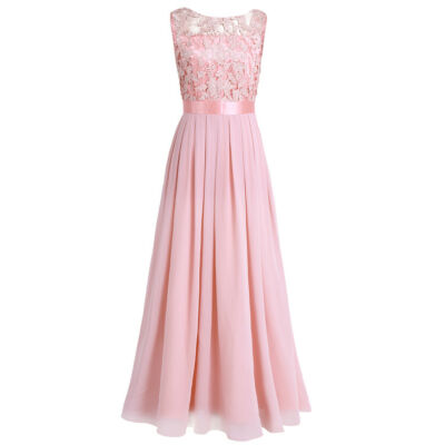 Rózsaszín csipkés koszorúslány ruha, parti ruha, estélyi ruha chiffon ruha XS-3XL
