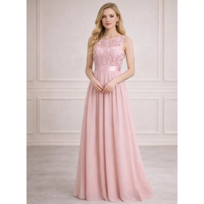 Női rózsaszín csipkés koszorúslány ruha, parti ruha, estélyi ruha chiffon ruha XS-3XL