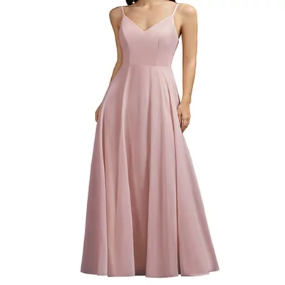 Női spagettipántos chiffon maxi ruha koszorúslány ruha, parti ruha, estélyi ruha 
